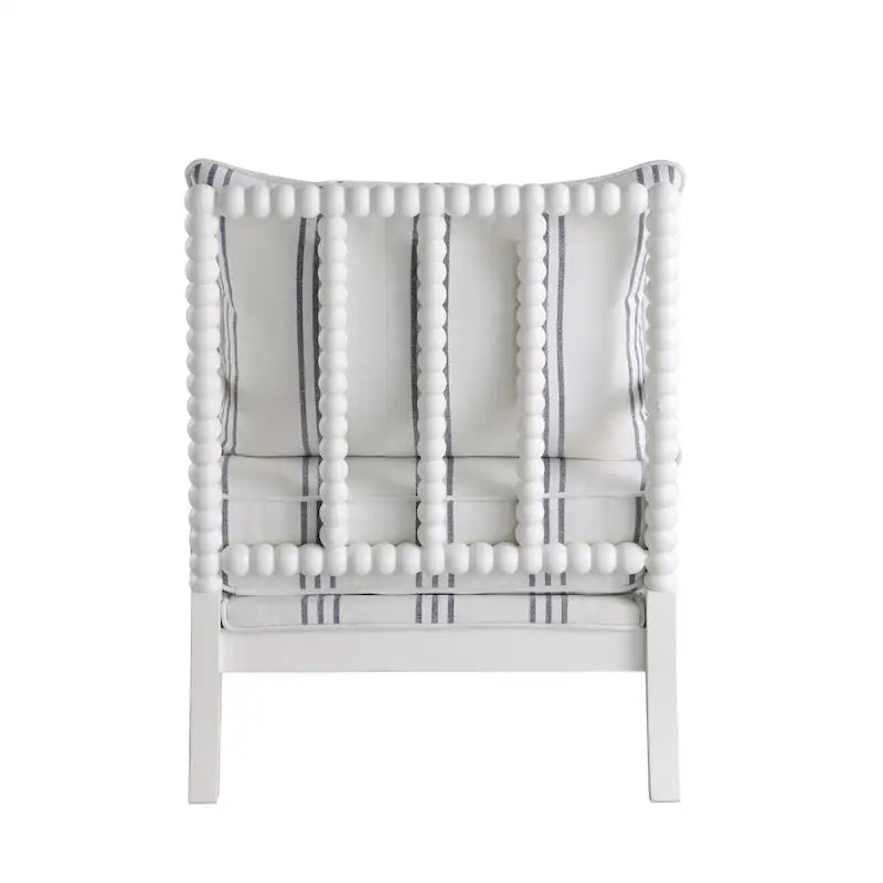 Penelopina White and Navy Upholstered Stripe Accent Chair