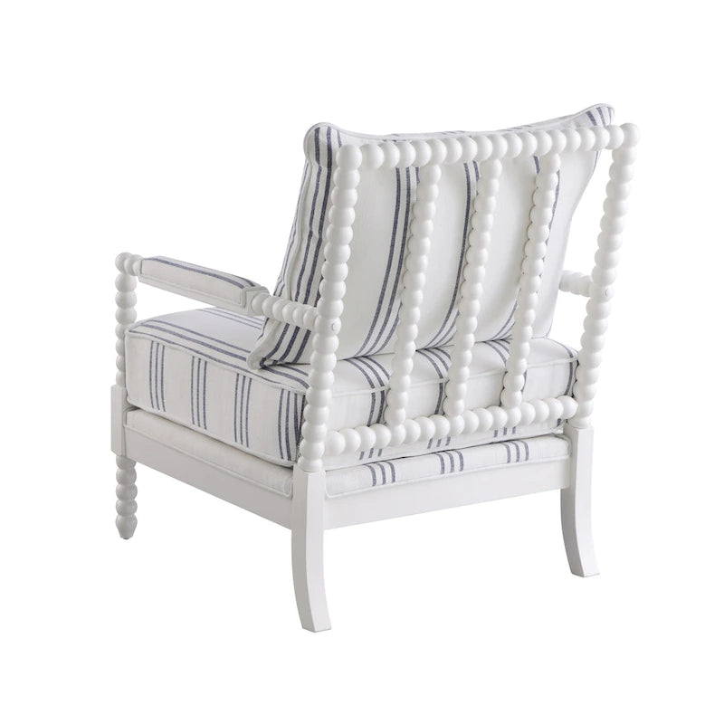 Penelopina White and Navy Upholstered Stripe Accent Chair