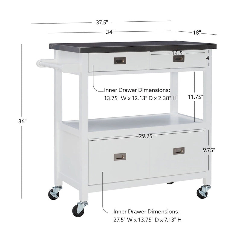 Julianna Stainless Steel Kitchen Cart