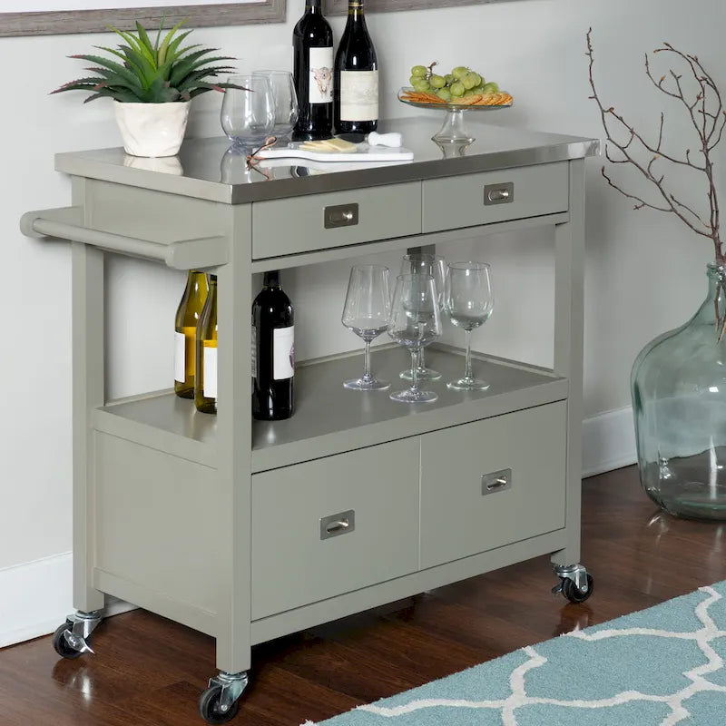 Julianna Stainless Steel Kitchen Cart