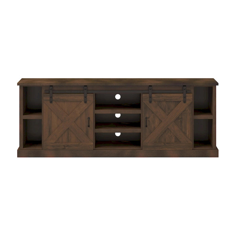 Bridgevine Home Farmhouse 85 inch TV Stand Console for TVs up to 95 inches, No Assembly Required, Aged Whiskey Finish