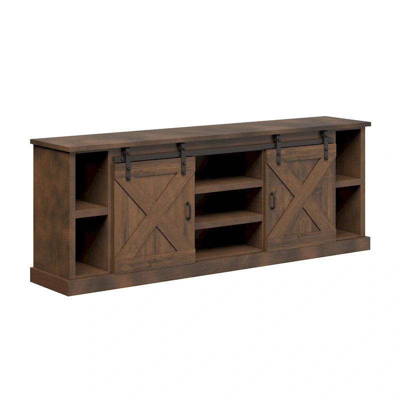 Bridgevine Home Farmhouse 85 inch TV Stand Console for TVs up to 95 inches, No Assembly Required, Aged Whiskey Finish