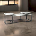 3 Piece Occasional Table, Metal Frame, Marble Top, White and Black