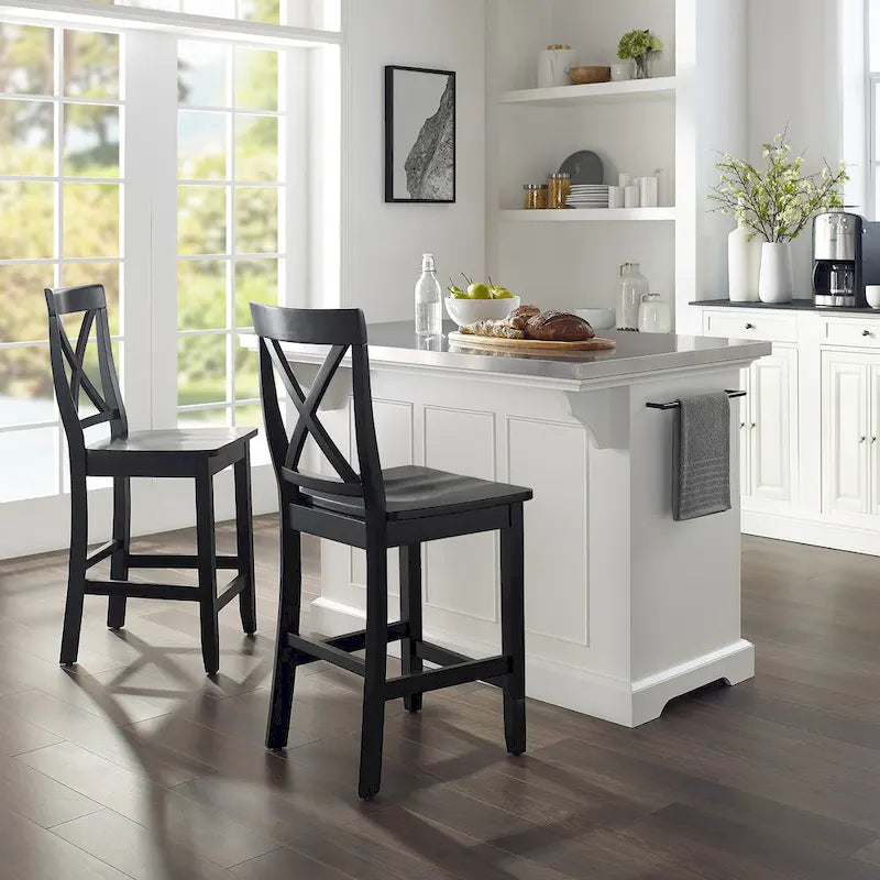 Crosley Julia Island with X-Back Stools - 60d x 50w x 41h