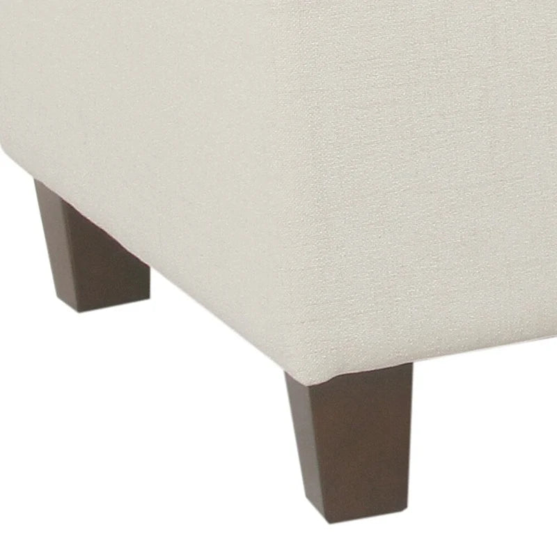 Fabric Upholstered Button Tufted Wooden Bench With Hinged Storage, White and Brown