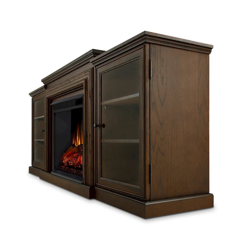 Frederick 72 Electric TV Stand Fireplace in Chestnut Oak by Real Flame - 72L x 15.5W x 30.1H