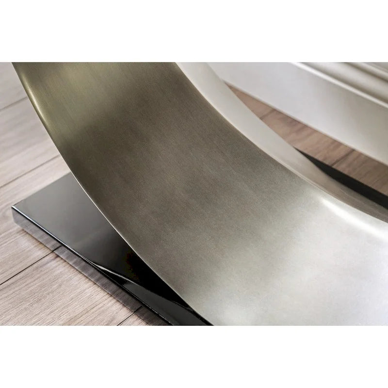 Heer Contemporary Silver 48-inch Glass Top U-shaped 2-Piece Coffee Table and End Table Set by Furniture of America