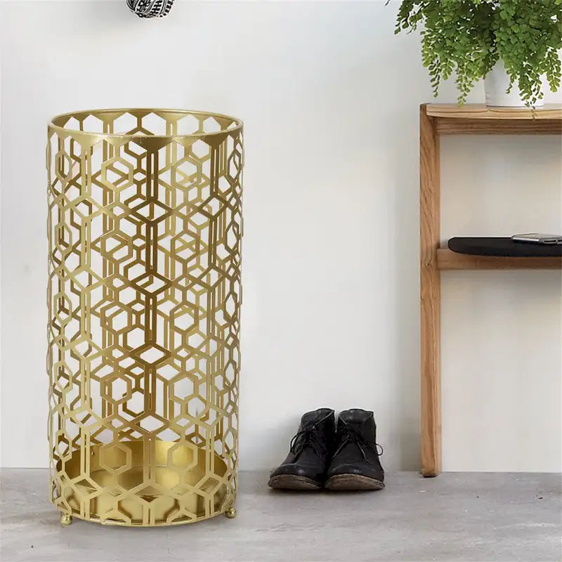 Adeco Multipurpose End Table Metal Shelf Holder Organizer Entrance Umbrella Stand - 9. 25 x 9. 25 x 18. 78