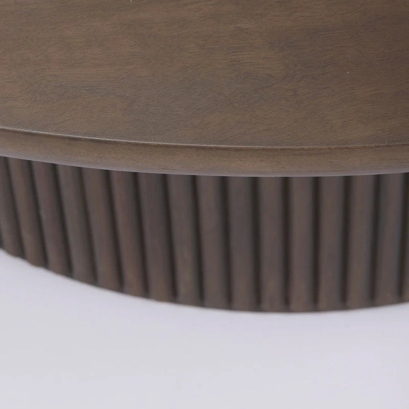 Terra 48L x 48W x 15H Dark Brown Wood Round Fluted Coffee Table