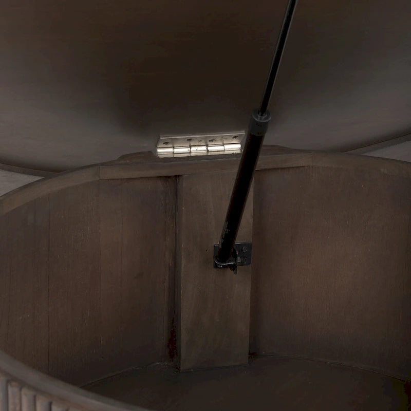 Terra 48L x 48W x 15H Dark Brown Wood Round Fluted Coffee Table