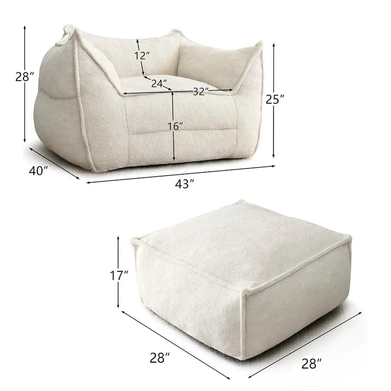 Lazy Sofa Chair Bean Bag Chair Sofa with Ottoman