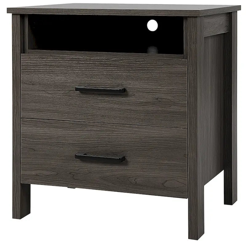 Costway Nightstand Drawers Rustic Side End Table Storage Compartment - 21.5 x 17 x 23