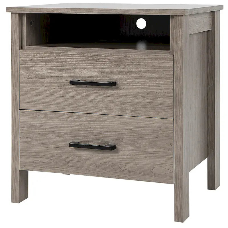 Costway Nightstand Drawers Rustic Side End Table Storage Compartment - 21.5 x 17 x 23