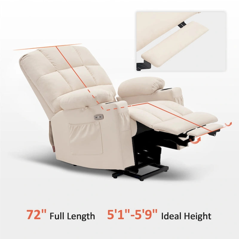 MCombo Medium Dual Motor Power Lift Recliner Chair with Massage and Heat for Elderly People, Faux Leather 7679