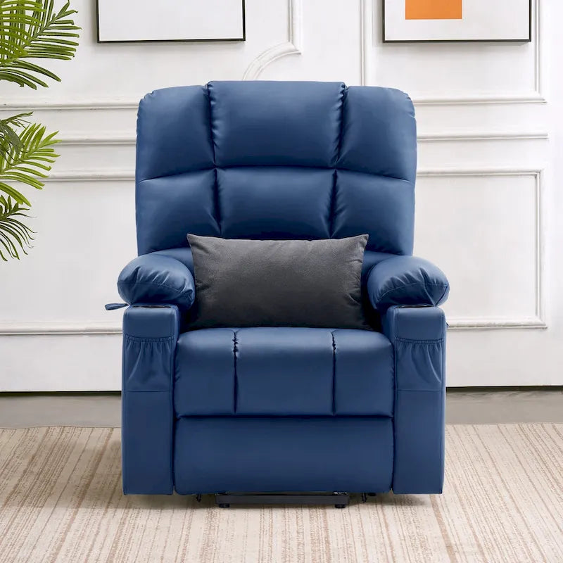 MCombo Medium Dual Motor Power Lift Recliner Chair with Massage and Heat for Elderly People, Faux Leather 7679