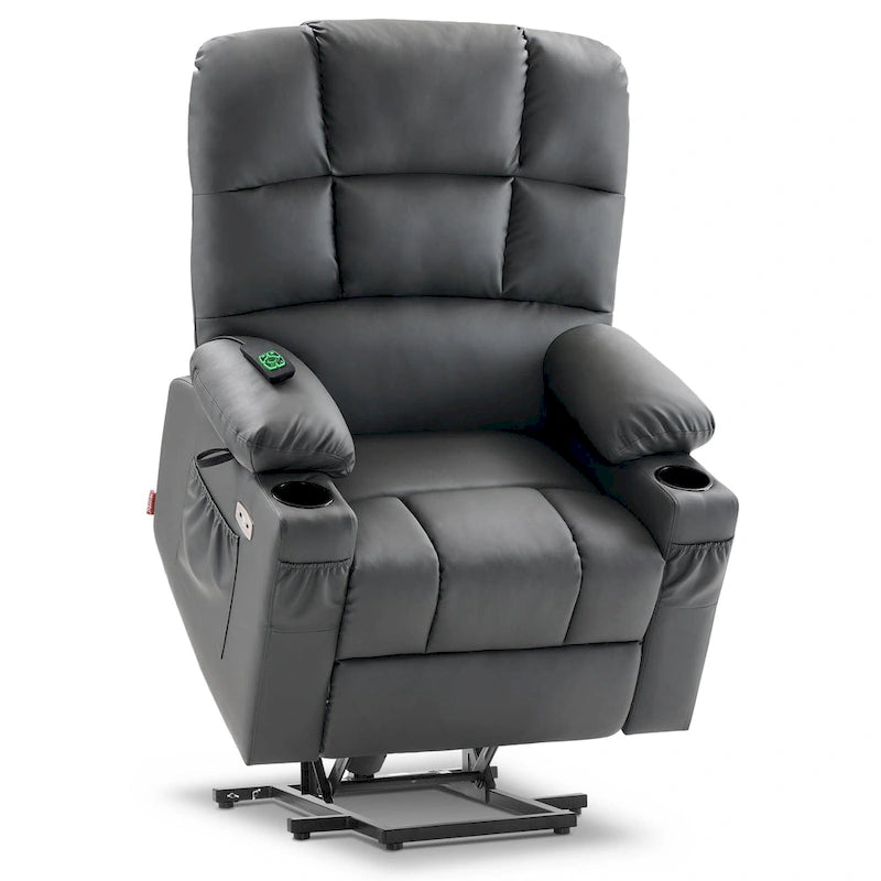 MCombo Medium Dual Motor Power Lift Recliner Chair with Massage and Heat for Elderly People, Faux Leather 7679
