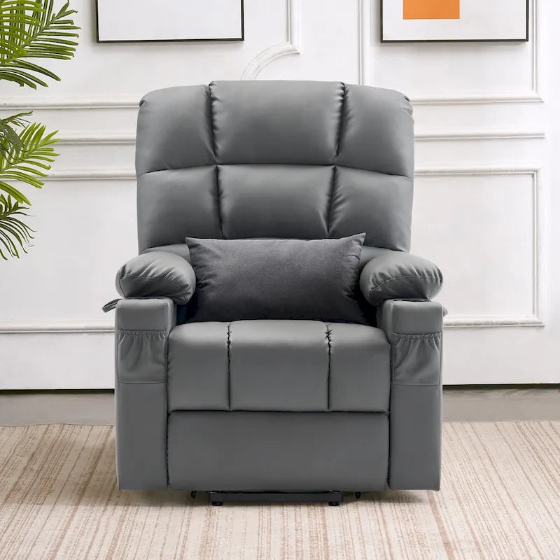 MCombo Medium Dual Motor Power Lift Recliner Chair with Massage and Heat for Elderly People, Faux Leather 7679