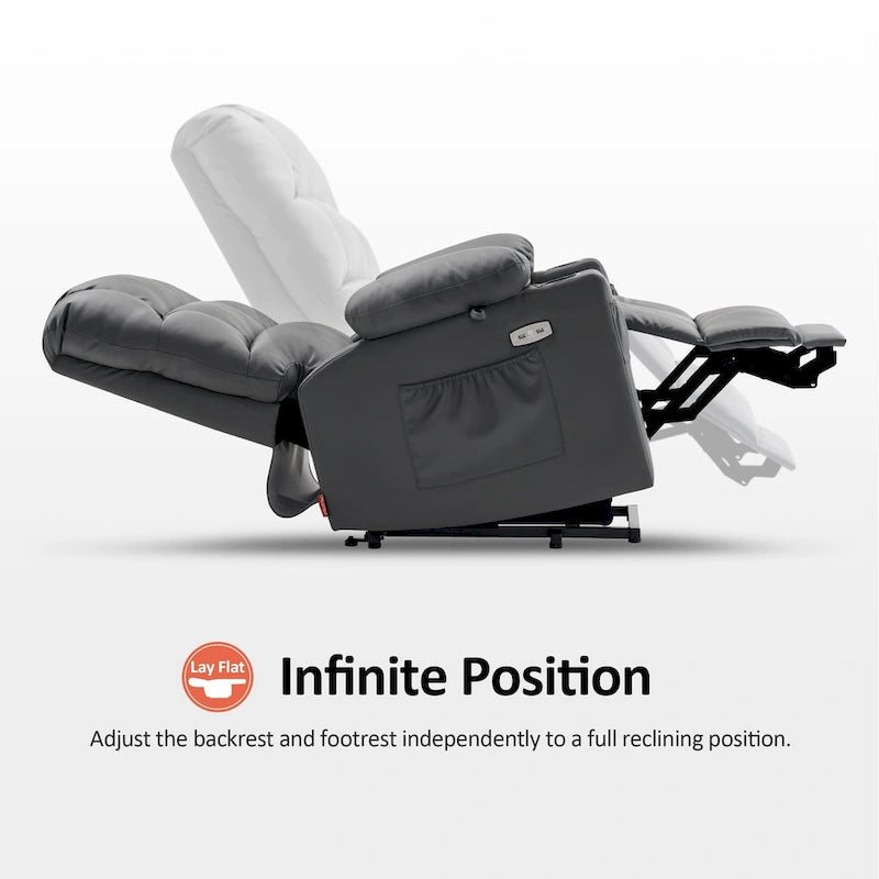 MCombo Medium Dual Motor Power Lift Recliner Chair with Massage and Heat for Elderly People, Faux Leather 7679