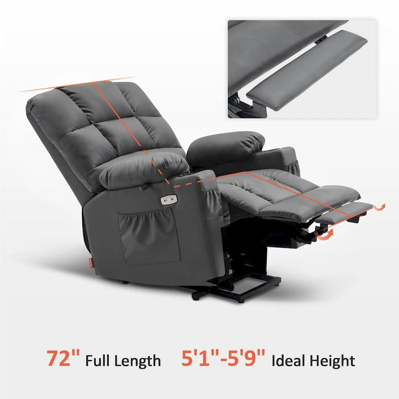 MCombo Medium Dual Motor Power Lift Recliner Chair with Massage and Heat for Elderly People, Faux Leather 7679