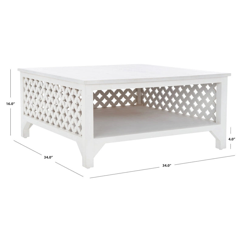 SAFAVIEH Bernardina Square Single Shelf Coffee Table - 34 L x 34 D x 16 H - 34Wx34Dx16H