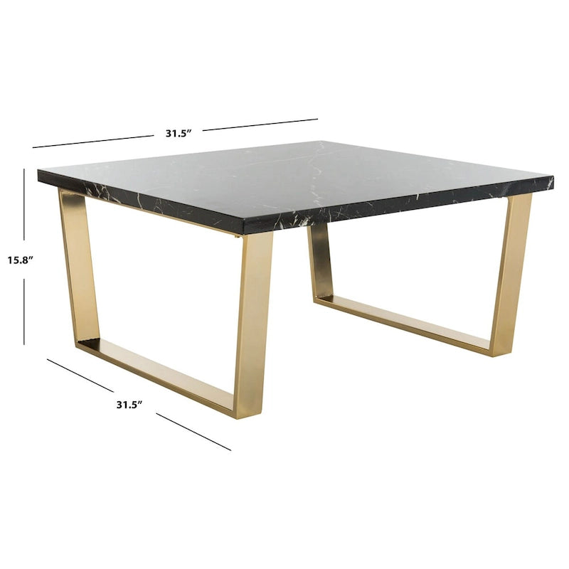 SAFAVIEH Bea Black/ Brass Square Coffee Table - 31.5 x 31.5 x 15.8 - 32Wx32Dx16H