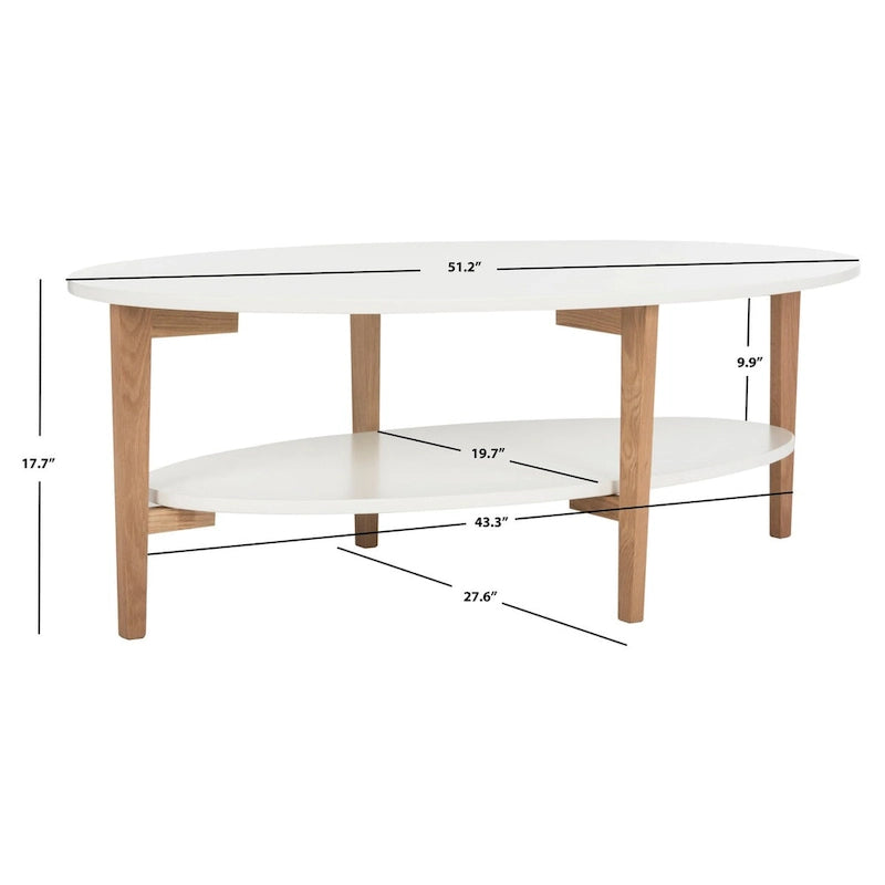 SAFAVIEH Melodie Mid-Century Oval Coffee Table - 51.2 x 27.6 x 17.7 - 51Wx28Dx18H