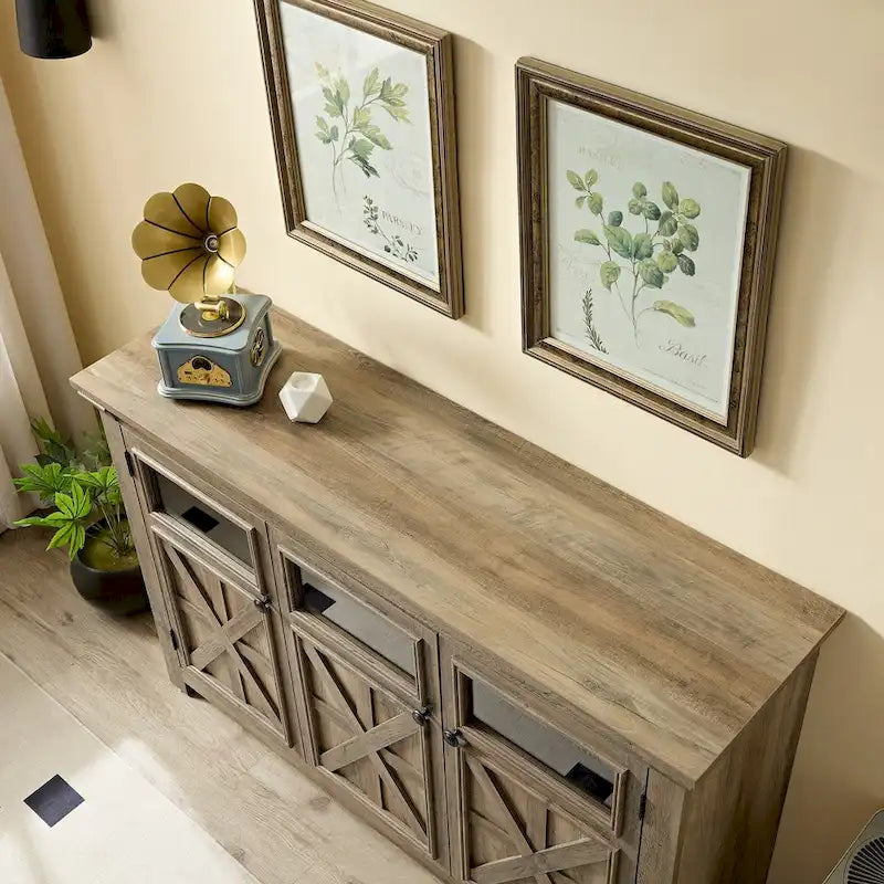 53 Farmhouse 3-Doors Cabinet Buffet Sideboard Cabinet - N/A