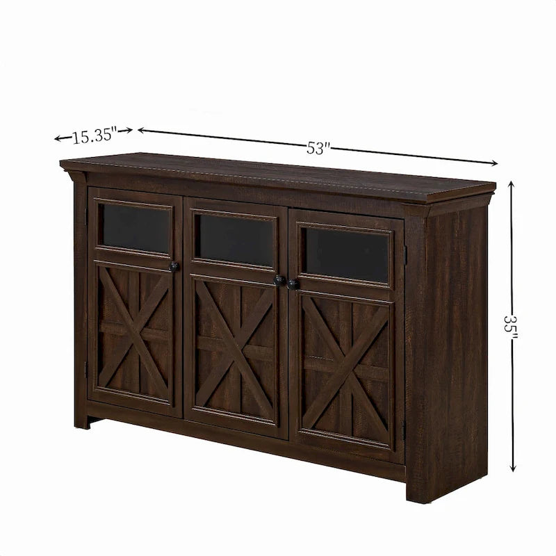 53 Farmhouse 3-Doors Cabinet Buffet Sideboard Cabinet - N/A