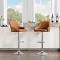 Javlergo Bar Stools Set of 2 Adjustable Swivel PU Leather Counter Height Barstools with Arm and Back