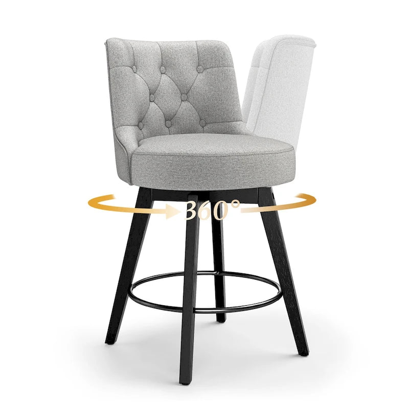 LUE BONA 26 Counter Height Swivel Bar Stools with Solid Wood Frame Set of 3 - 26 H