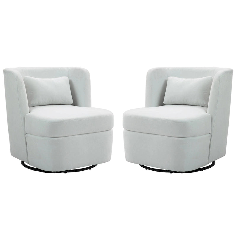 Swivel Accent chairs With Boucle Linen Fabric Set of 2