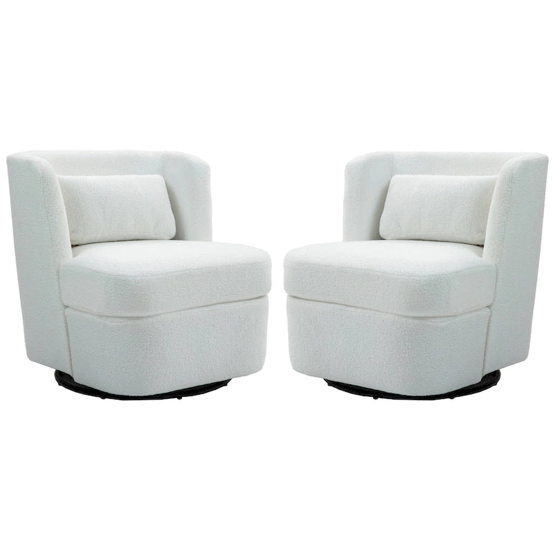 Swivel Accent chairs With Boucle Linen Fabric Set of 2