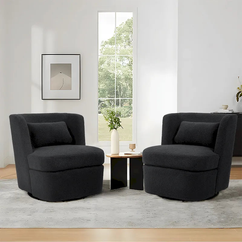 Swivel Accent chairs With Boucle Linen Fabric Set of 2