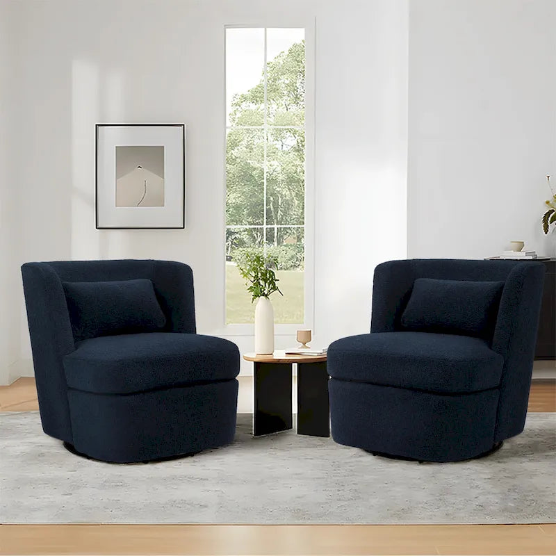 Swivel Accent chairs With Boucle Linen Fabric Set of 2