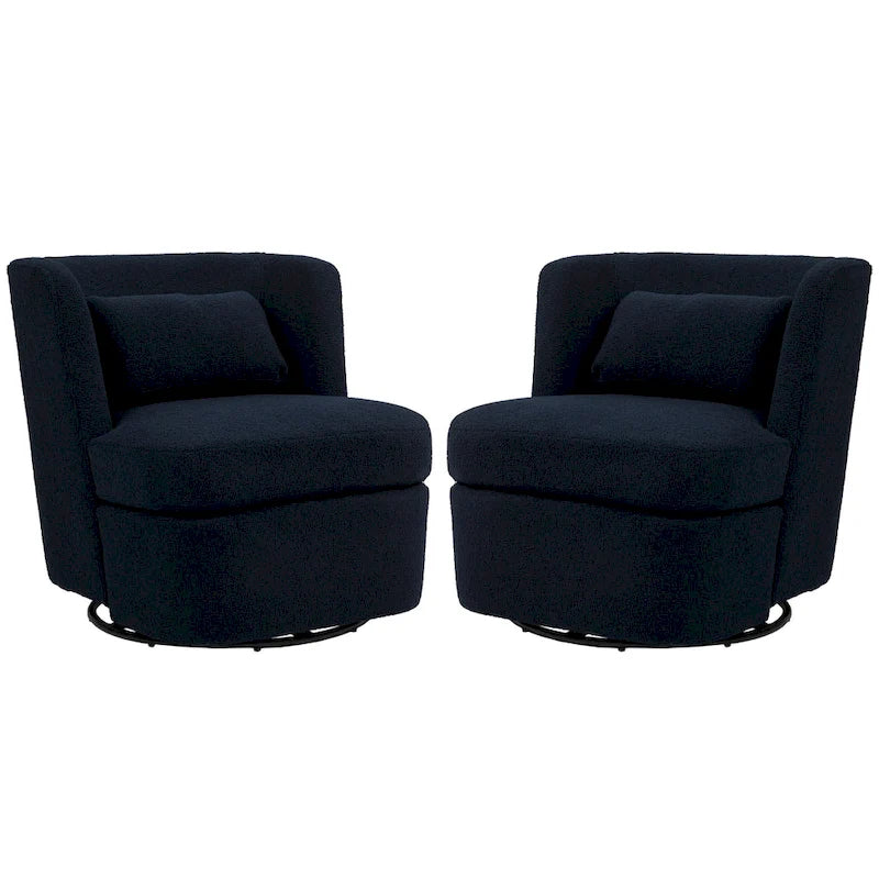 Swivel Accent chairs With Boucle Linen Fabric Set of 2