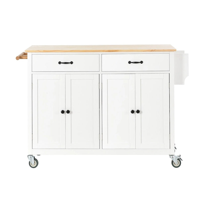 Kitchen Island Cart with Solid Wood Top