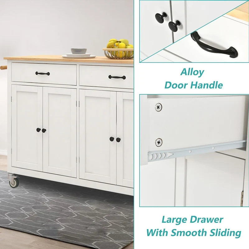 Kitchen Island Cart with Solid Wood Top