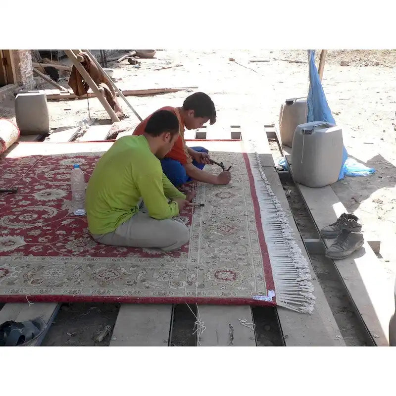 Handmade Printed-Cotton Wood Ottoman Footstool (India) - 16 x 16 x 6