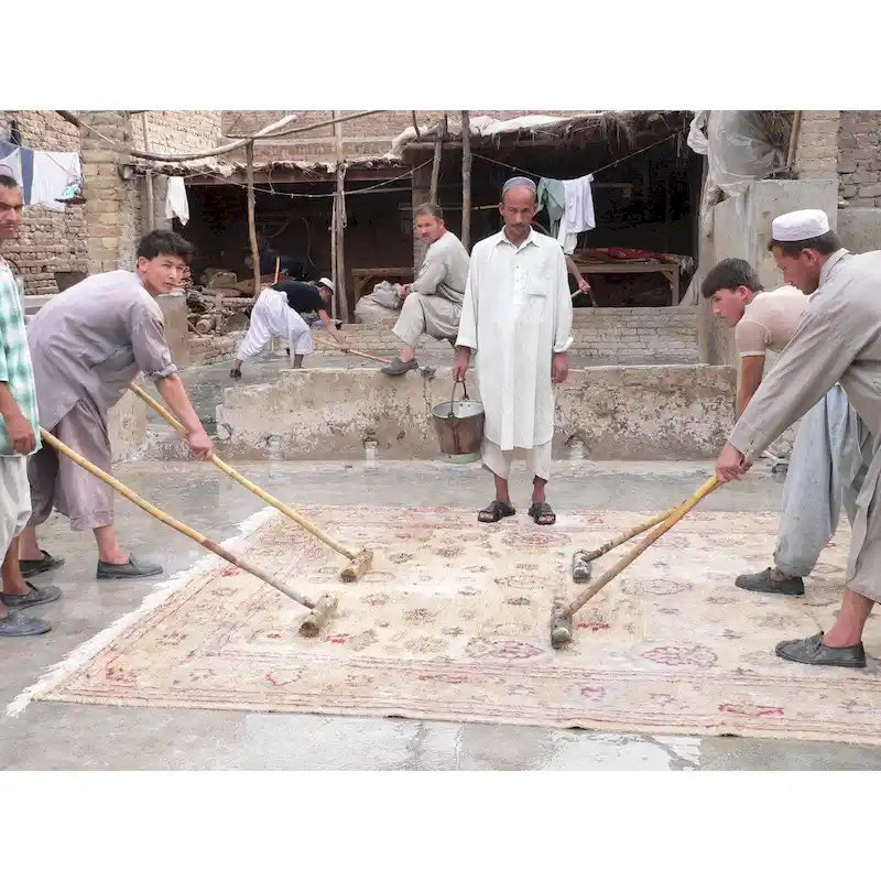Handmade Printed-Cotton Wood Ottoman Footstool (India) - 16 x 16 x 6