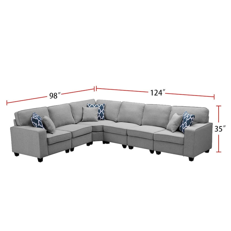 7 Piece Modular L-Shape Sectional Sofa with Ottoman