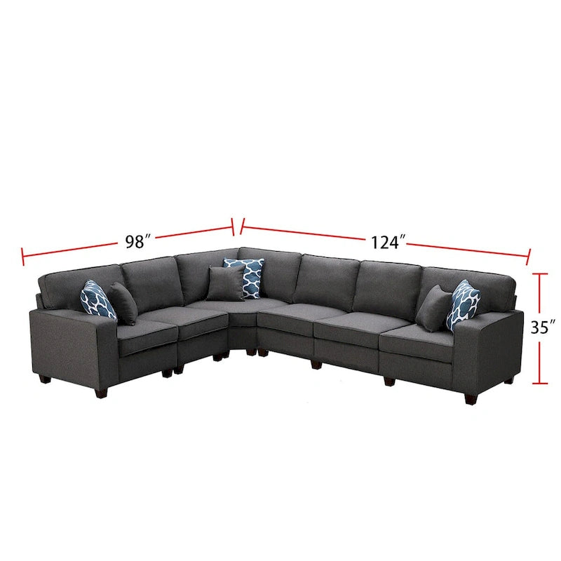 7 Piece Modular L-Shape Sectional Sofa with Ottoman