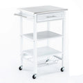 Kitchen Cart with 2 Wooden Shelves and 1 Drawer, White