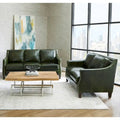 Essex Distressed Green Top Grain Leather Sofa and Loveseat Set