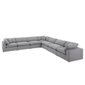 Anka Grey Linen Down Filled Cushioned 7-Seat Sectional Sofa by iNSPIRE Q Modern