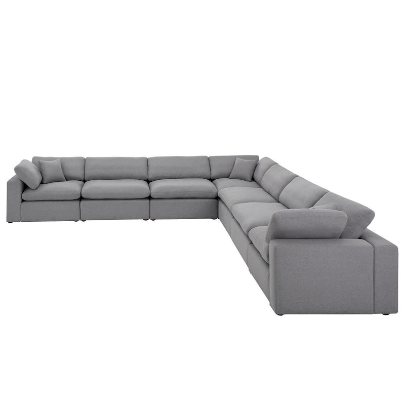 Anka Grey Linen Down Filled Cushioned 7-Seat Sectional Sofa by iNSPIRE Q Modern