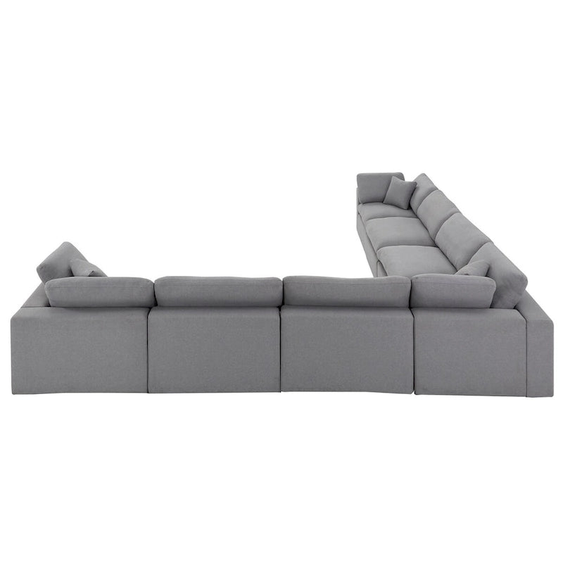 Anka Grey Linen Down Filled Cushioned 7-Seat Sectional Sofa by iNSPIRE Q Modern
