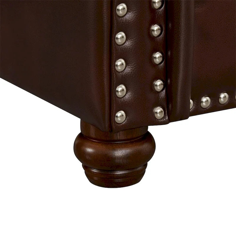 Classic Living Room Nails Sofa,Faux Leather