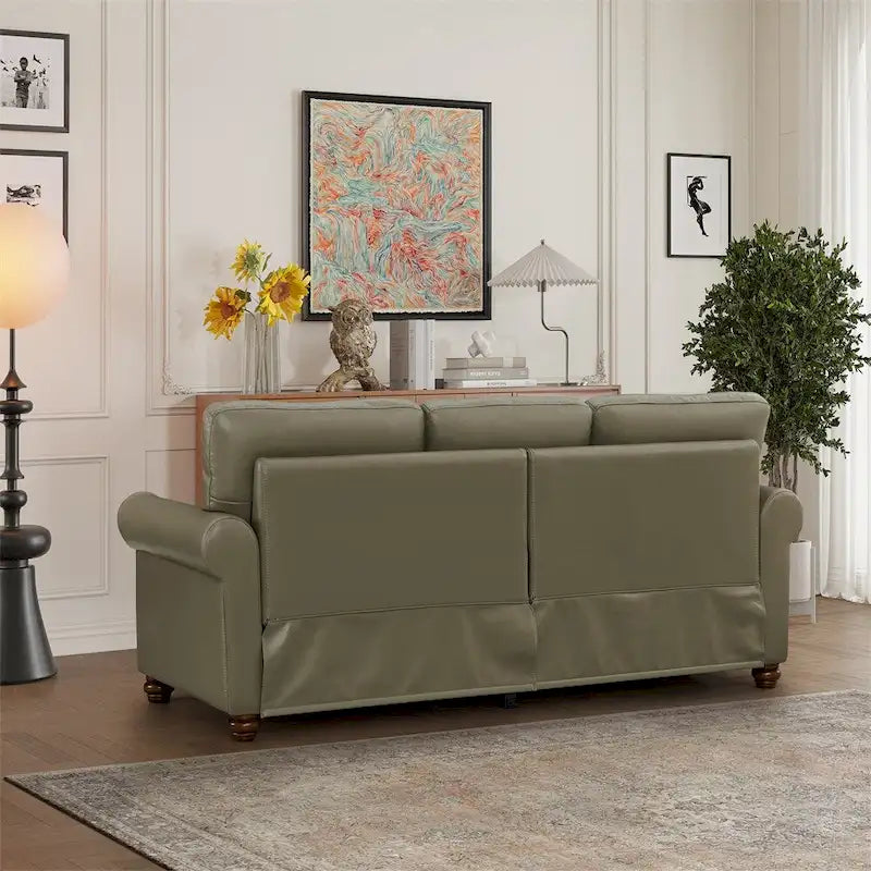 Classic Living Room Nails Sofa,Faux Leather