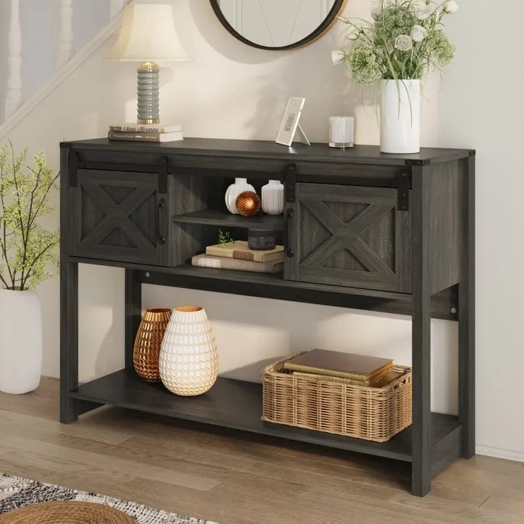 46 Console Table with Sliding Barn Door