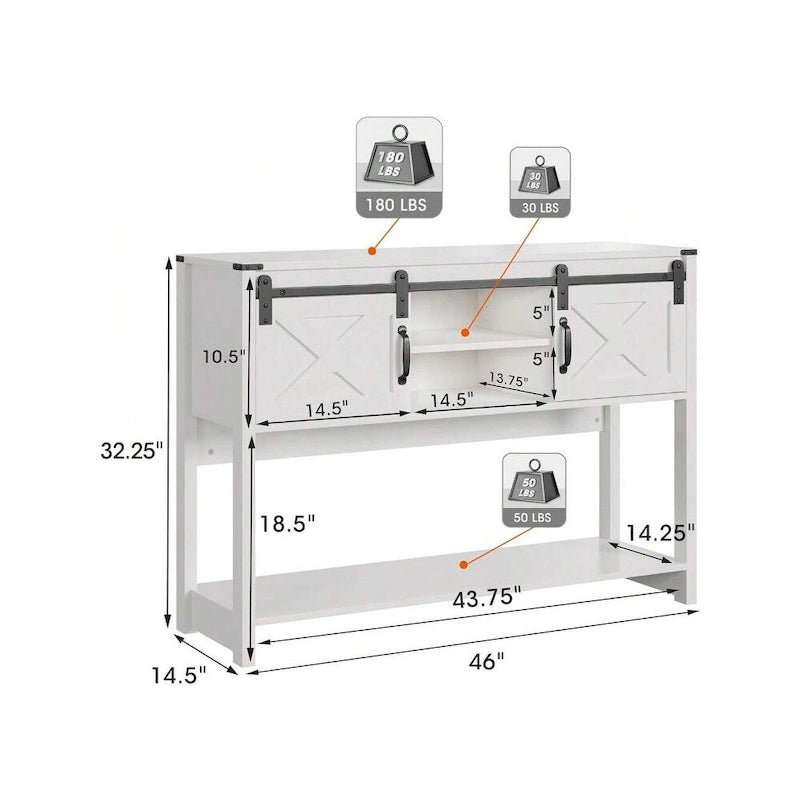 46 Console Table with Sliding Barn Door